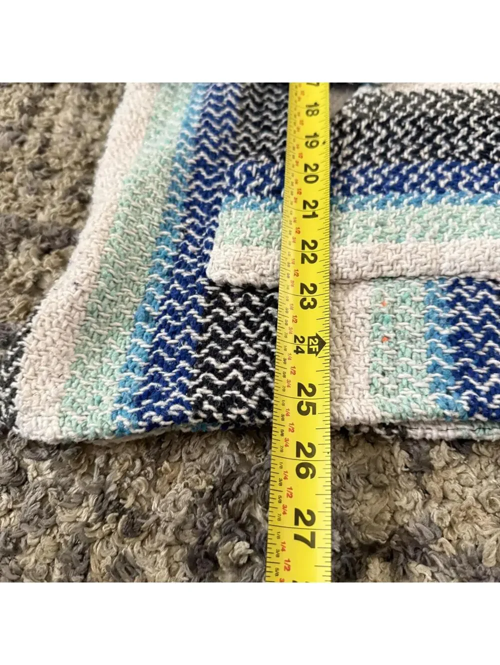 Baja Hoodie Drug Rug Pullover Surf Skate Mexican Blanket Blue Vintage XL